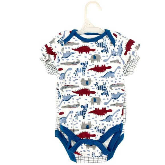 CHICK PEA Grid and Dinosaur Print 2 PK Bodysuits 6-9M - Picture 8 of 12